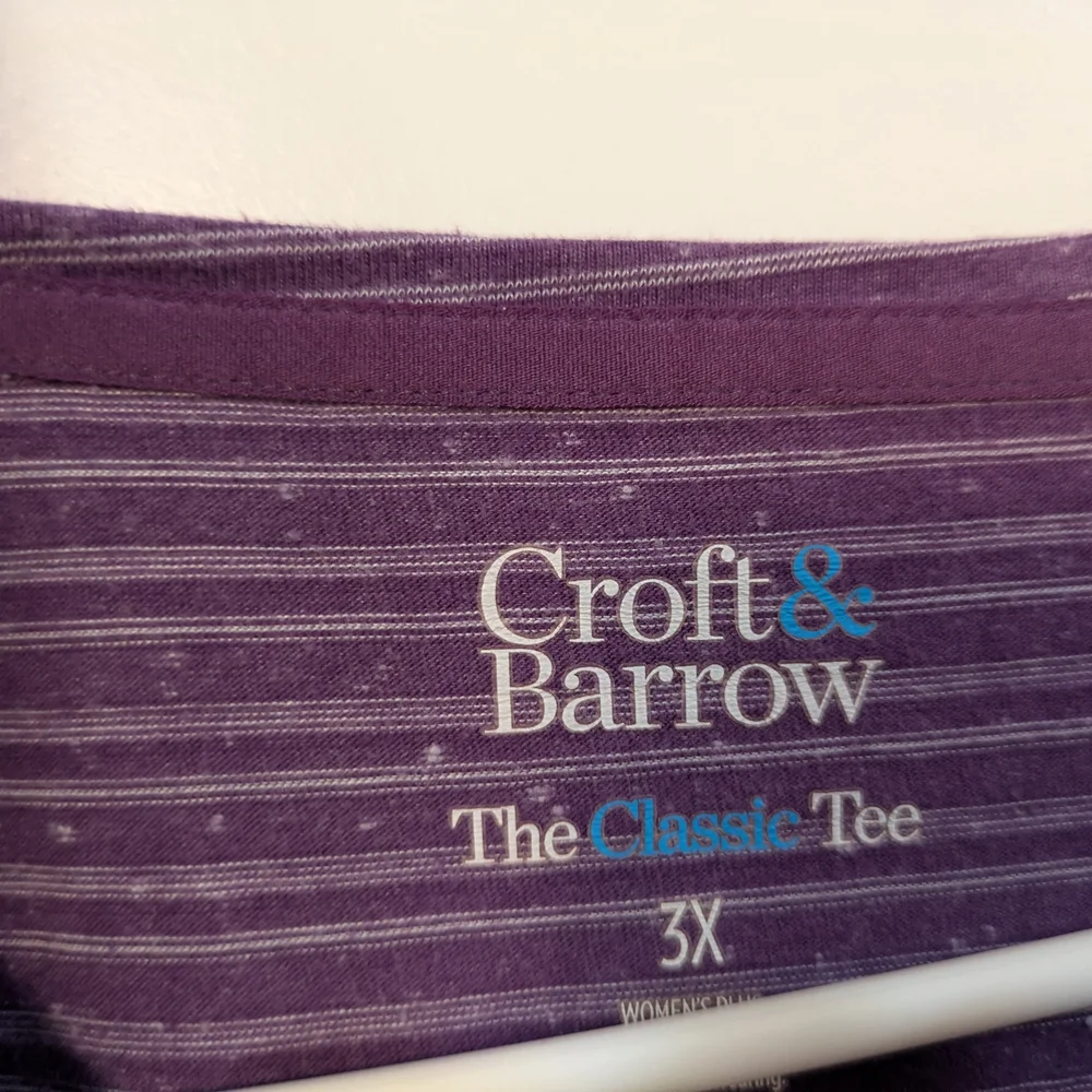 croft & barrow Purple Striped Short Sleeve Tee - Picture 3 of 9